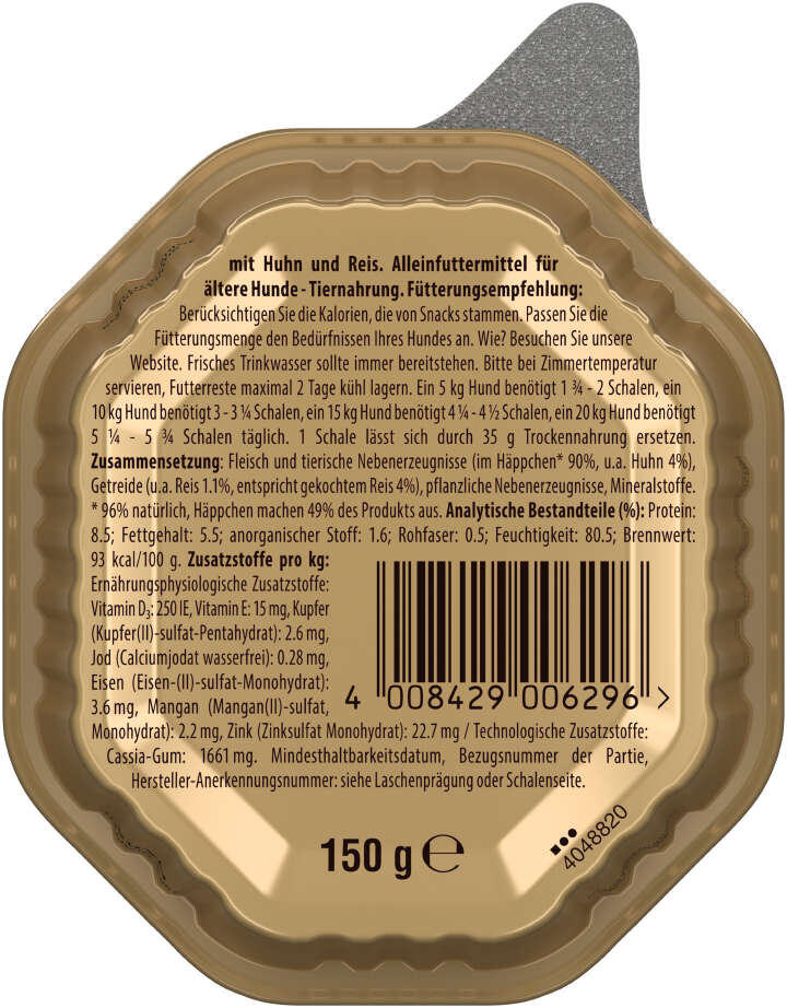 Cesar Hunde-Nassfutter Senior Vital 10+ mit zartem Huhn und Reis in Gelee